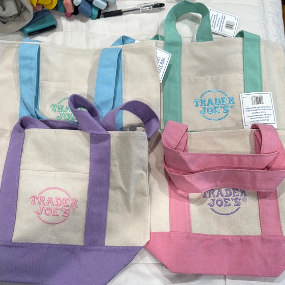 Trader Joe’s Mini Canvas Pastel Totes - Limited Edition! Set of 4